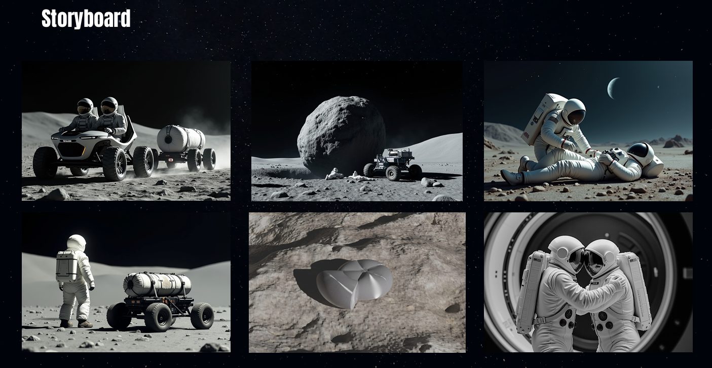 Storyboard de l’Escape Pod en mission lunaire
